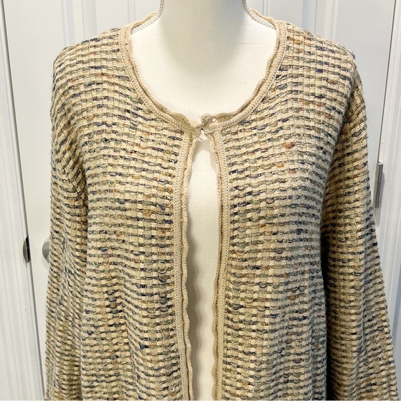 Alfred Dunner Dressy Open Cardigan Gold Metallic Sweater Long Sleeve Size XL - Picture 2 of 10